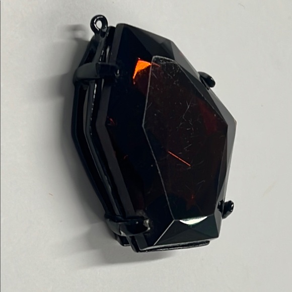 Coffee Brown Large Faceted Stone in Black Metal Cage Pendant - Picture 1 of 7